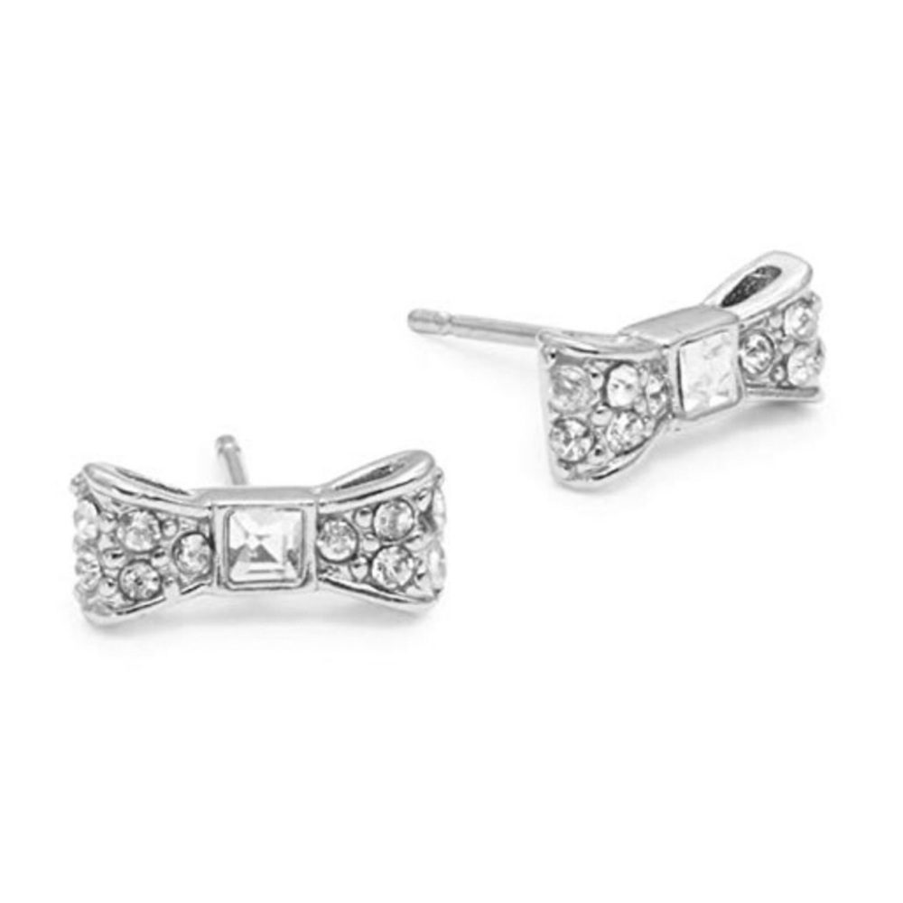 KATE SPADE READY SET BOW SILVER CRYSTAL EARRINGS